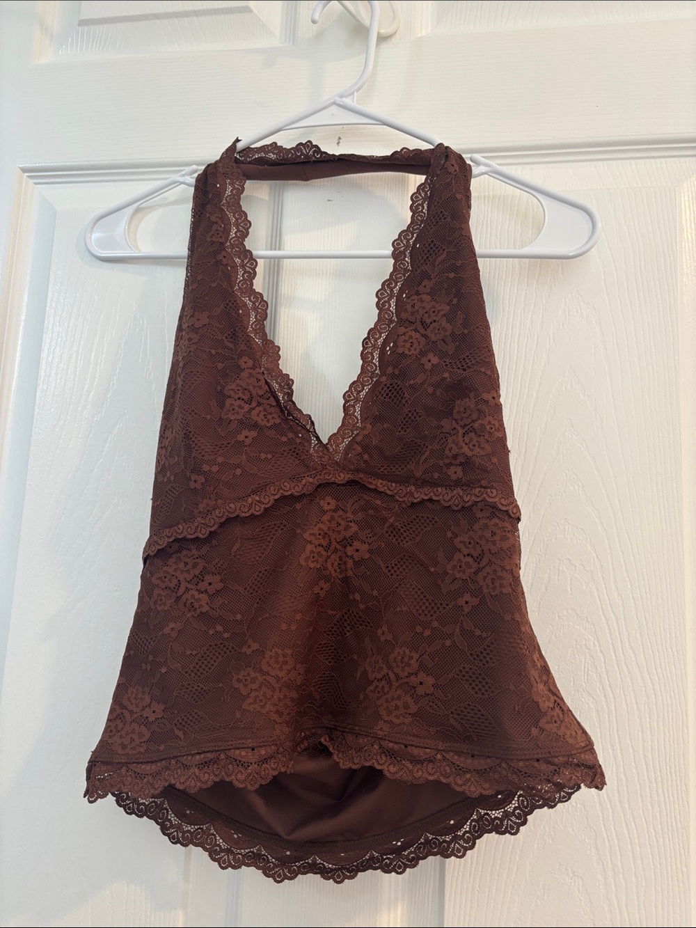 Lace Halter Cami in Chocolate Brown